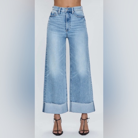 pistola Denim - Pistola Lana Raw Hem Ankle Wide Leg Jeans Snowcat